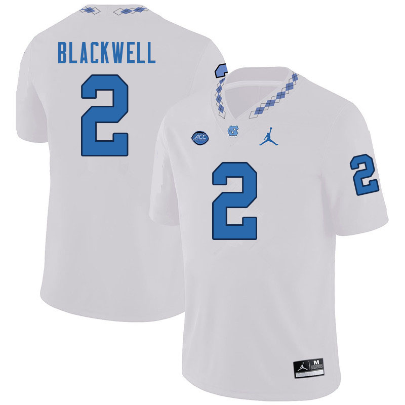 Men #2 Gavin Blackwell North Carolina Tar Heels College Football Jerseys Sale-White